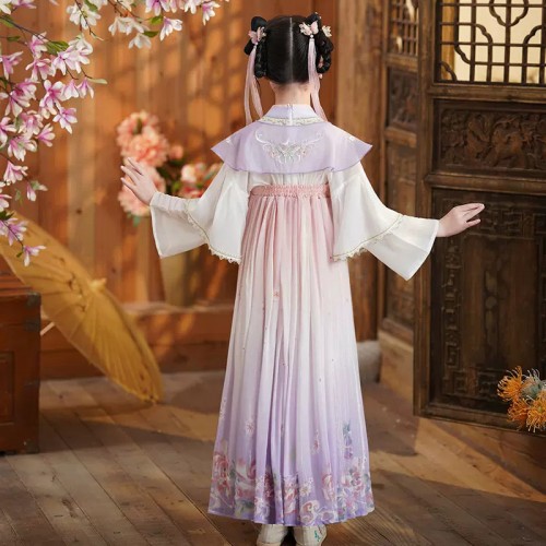 Girls kids chinese folk dance costumes traditional classical fan umbrella dance princess fairy hanfu kimono butterfly ru skirt tang suit cosplay clothes for children
